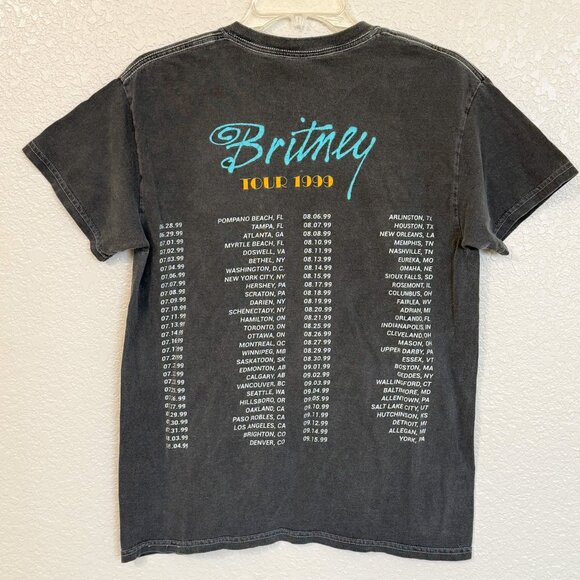 Britney Spears T Shirt Men's Small-Medium Gray Concert Tour 1999 Retro Music Tee - Picture 2 of 4